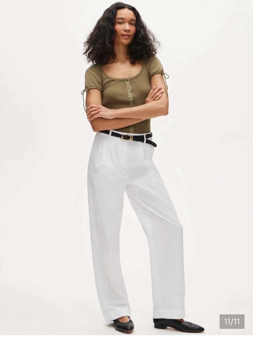 J. Crew Perfect rib button-up shirt with satin trim - Ivory - Picture 4 of 8